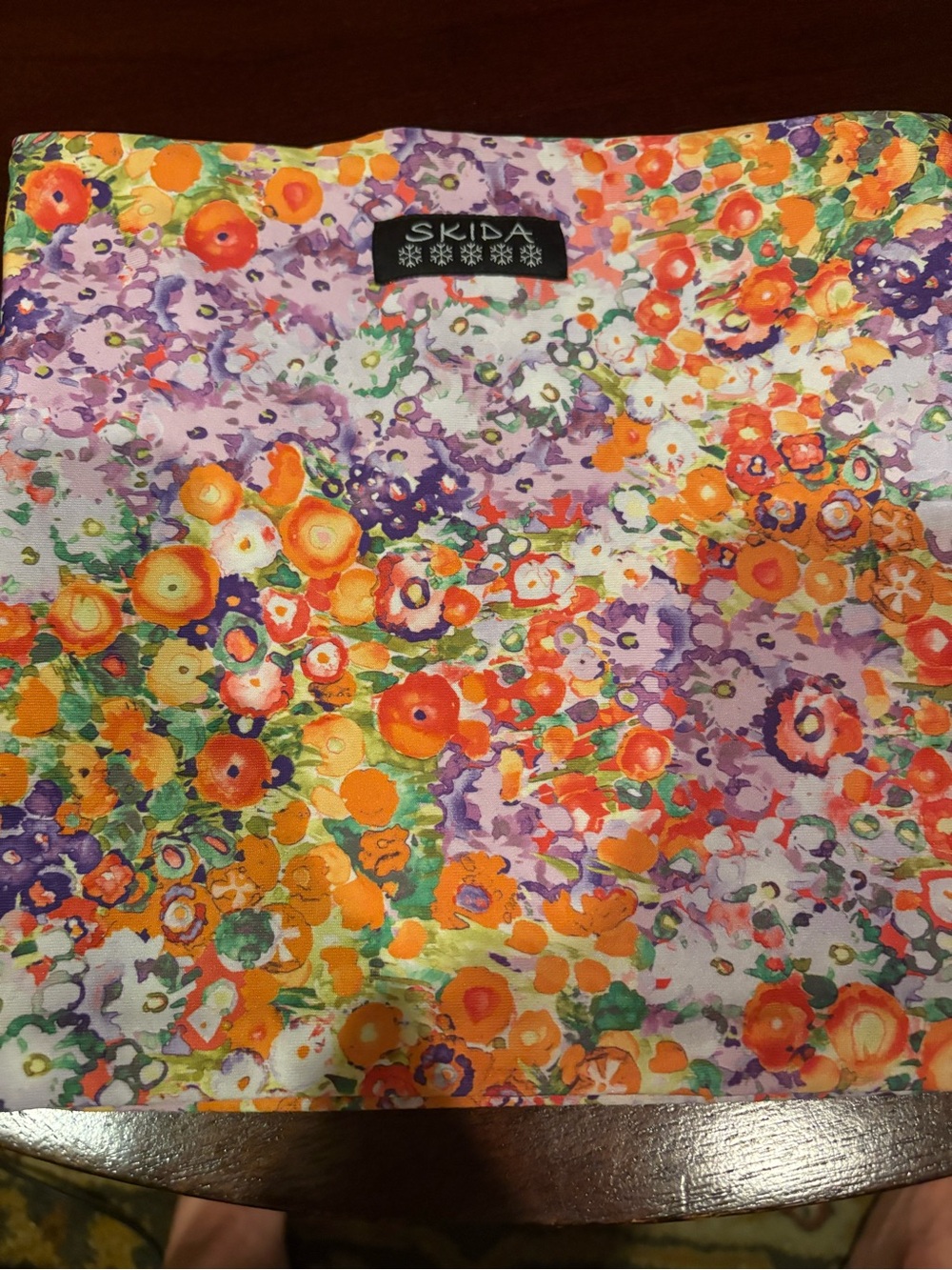 Floral Lightweight Scarf - Orange, Purple & Green